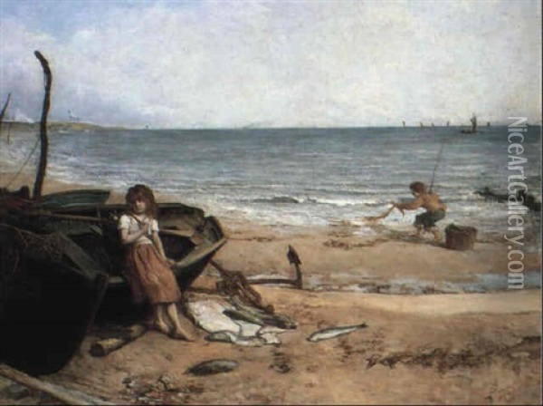 Seaside Port Oil Painting - John Burr