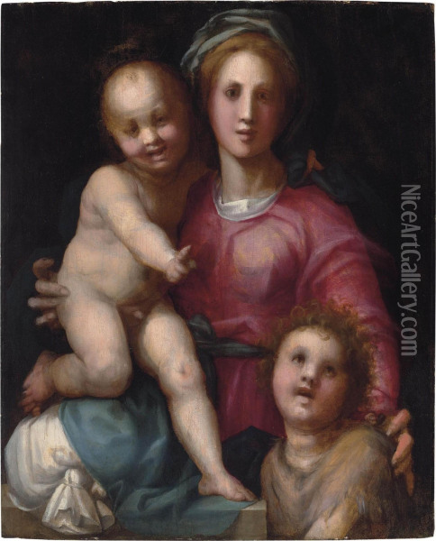 The Madonna And Child With The Infant Saint John The Baptist Oil Painting - (Jacopo Carucci) Pontormo