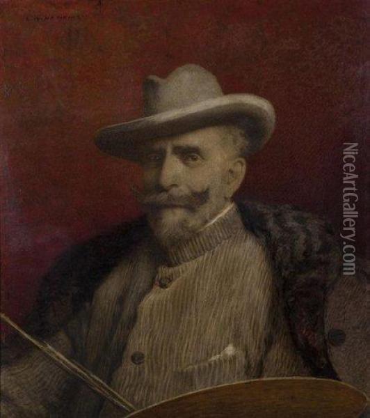 Autoportrait A La Palette Oil Painting - Louis Welden Hawkins