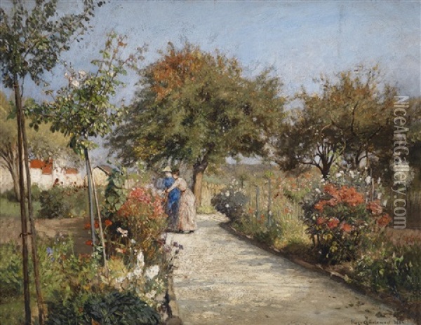 Ein Sommertag Im Garten Oil Painting - Hugo Charlemont