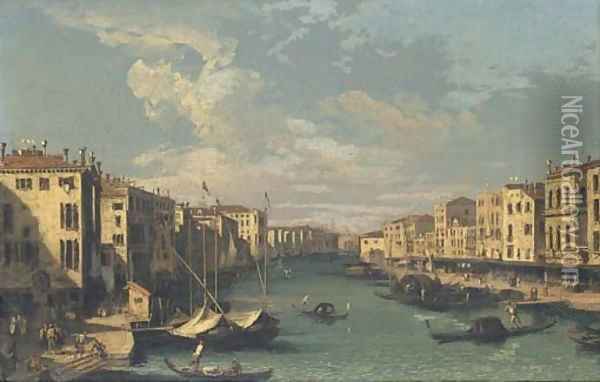 The Grand Canal, looking south-west from the Rialto Bridge to the Palazzo Foscari Oil Painting - (Giovanni Antonio Canal) Canaletto