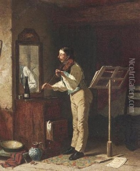 Violinist Oil Painting - Carl Henrik d' Unker