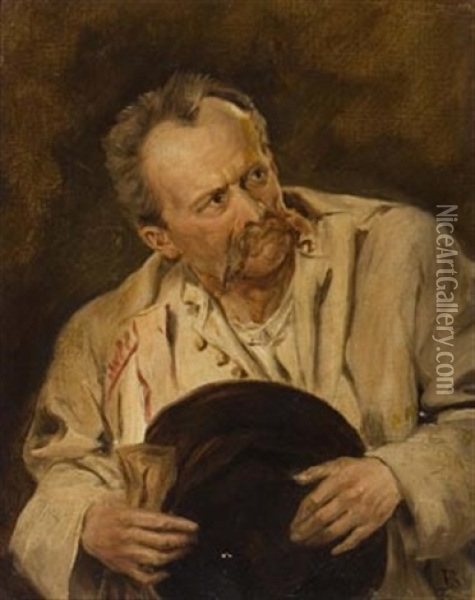 Portrait Of A Farmer Oil Painting - Vaclav Brozik