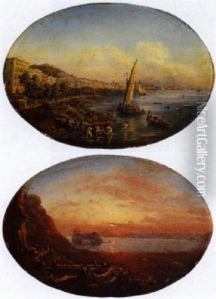 La Baie De Naples Oil Painting - Auguste-Etienne-Francois Mayer