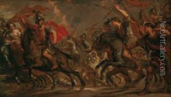 Una Battaglia Della Roma Antica Oil Painting - Simon de Vos