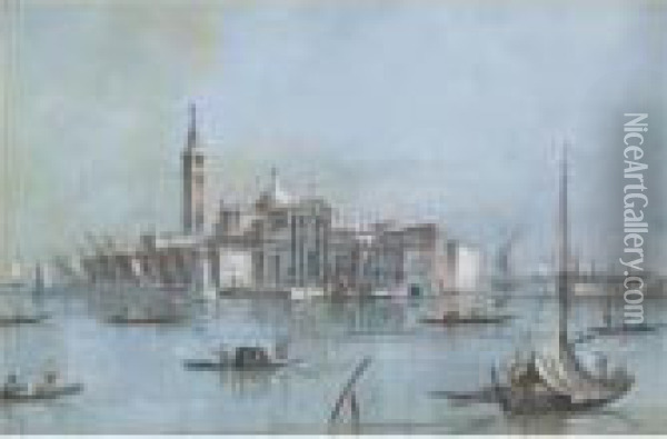 Venice, A View Of The Island Of San. Giorgio Maggiore Oil Painting - Giacomo Guardi