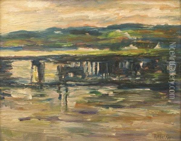 On The Sheepscott River Oil Painting - Aloysius C. O'Kelly