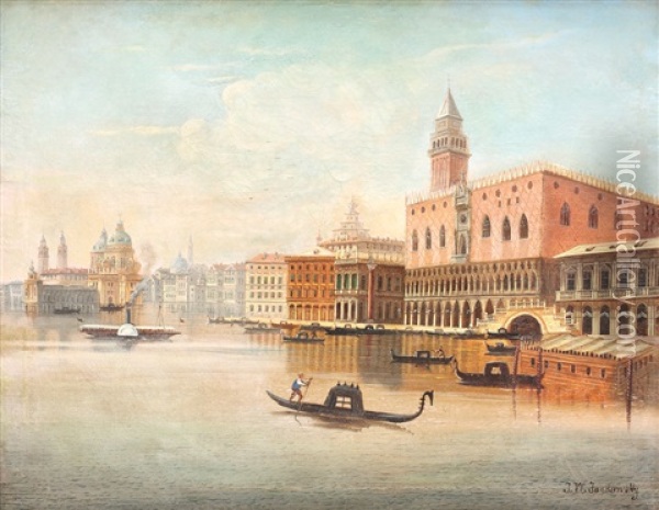 Venice Oil Painting - Johann Wilhelm Jankowski