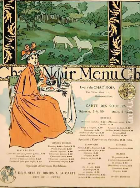 Menu from the 'Chat Noir' Oil Painting - Georges Auriol