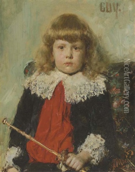 Portrait Of Guy Fairfax Cary, Sr. As A Young Boy Oil Painting - Antonio Mancini