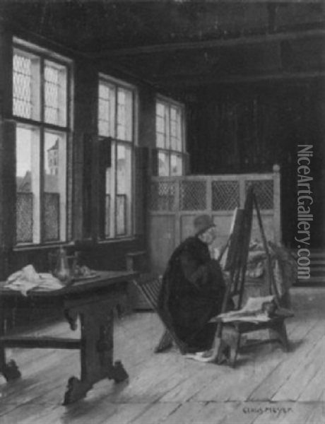 Im Atelier Des Malers Oil Painting - Claus Meyer