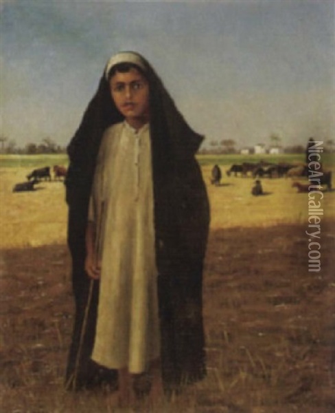 Jeune Berger Fellah, Environs Du Caire Oil Painting - Arthur Charles Henri Herzog