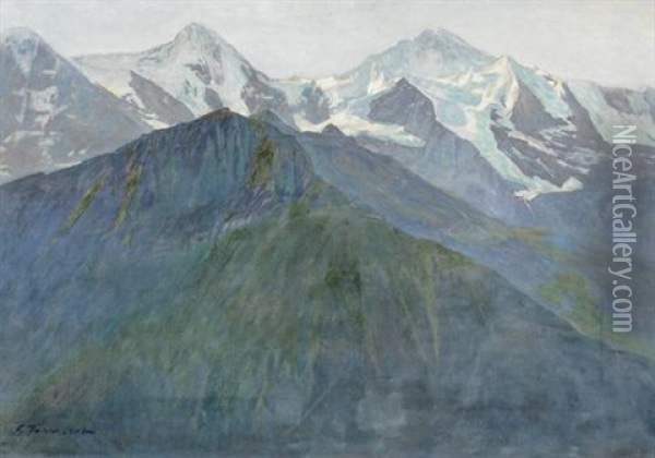 Eiger, Monch Und Jungfrau Oil Painting - Gustave Jeanneret