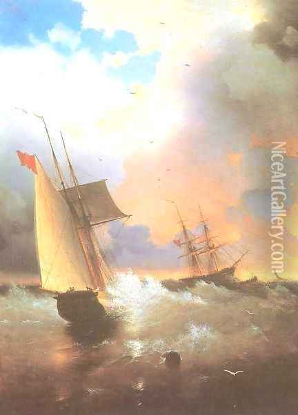 Sailing ship Oil Painting - Ivan Konstantinovich Aivazovsky