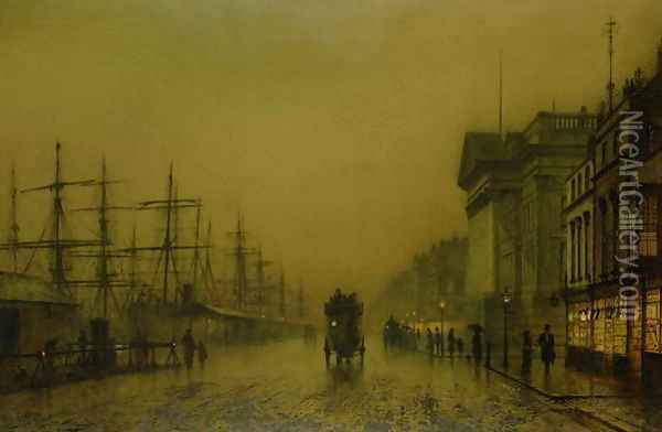 Liverpool Docks Customs House and Salthouse Docks Liverpool Oil Painting - John Atkinson Grimshaw