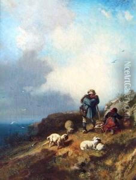 Schafhirten An Der Normannischen Kuste Oil Painting - Charles Hoguet