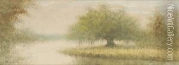 Bayou Landscape With Oak Tree Oil Painting - Alexander John Drysdale