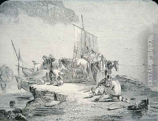 Smugglers landing their cargo, 1850 Oil Painting - Parker, H.R.