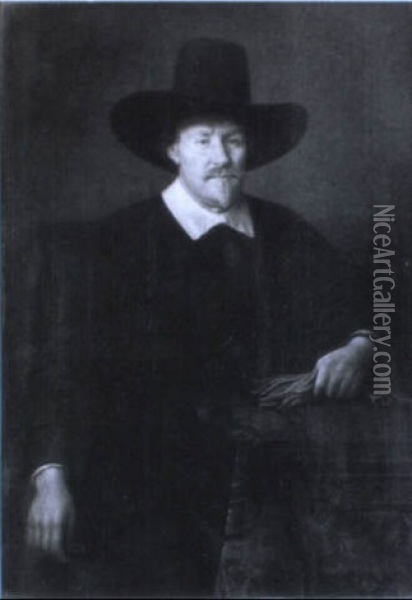 Portrait D'homme Tenant Ses Gants Oil Painting - Jacob Adriaensz de Backer