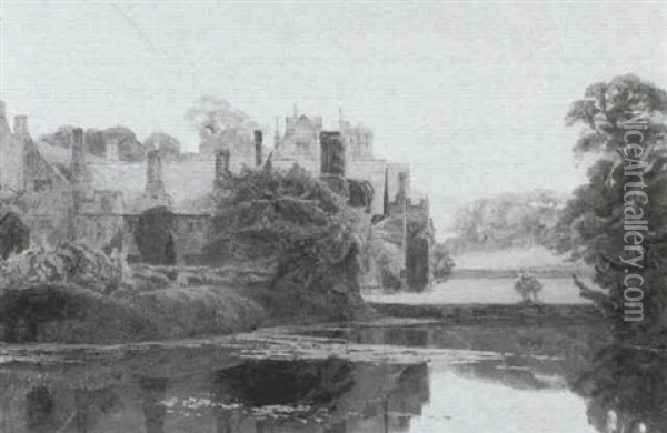 Moated Manor House Oil Painting - George Samuel Elgood