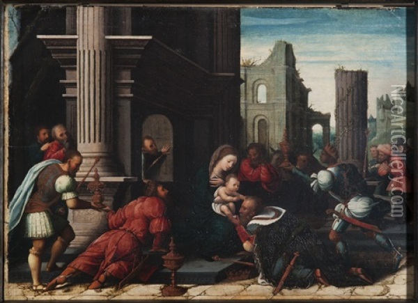 The Adoration Of The Magi Oil Painting - Bernaert (Barend) van Orley