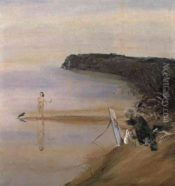 Artist And Nude Oil Painting - Arthur Merric Boyd