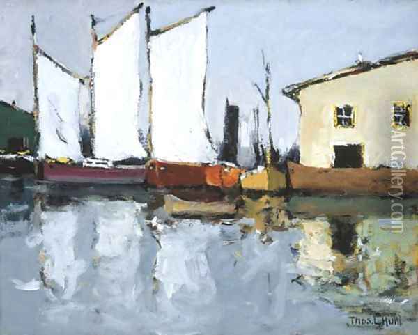 Three White Sails Oil Painting - Thomas Hunt