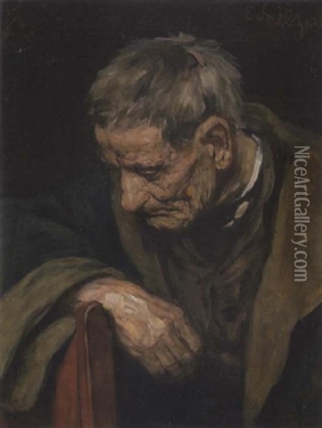 Sinnender Greis Oil Painting - Eduard (Karl-Franz) von Gebhardt
