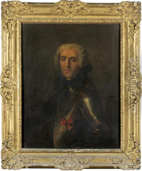 Portrait D'homme En Cuirasse Oil Painting - Robert Tournieres