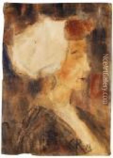 Damenportrat Im Profil. Oil Painting - Christian Rohlfs