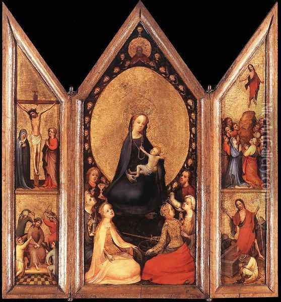 Triptych (open) c. 1410 Oil Painting - Master of Saint Veronica