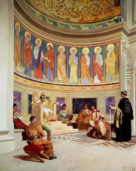 St John Chrysostom c.347-407 Oil Painting - Benjamin Jean Joseph Constant