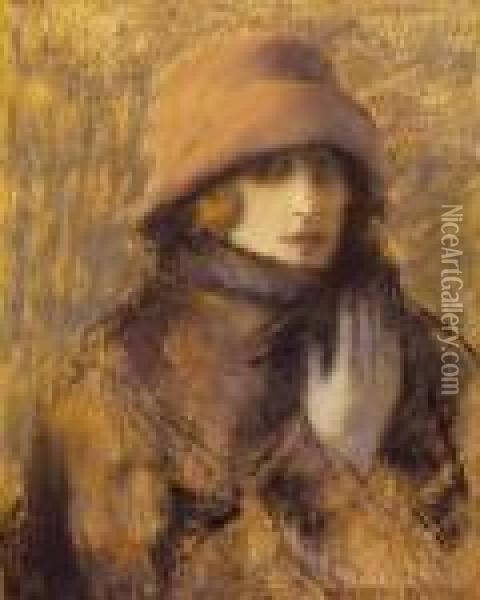 Woman In A Red Hat Oil Painting - Jozsef Rippl-Ronai
