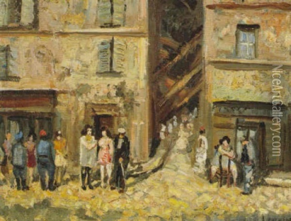 Rue Chaude A Marseille Oil Painting - Marcel Francois Leprin