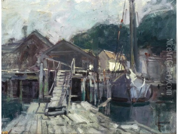 The Old Dock No.109 Oil Painting - Paul Cornoyer