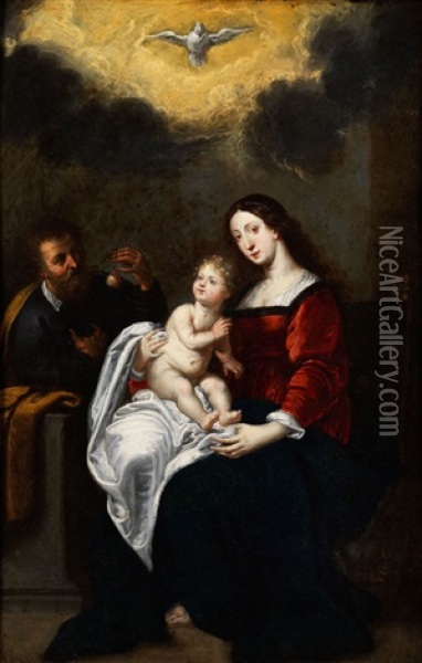 Die Heilige Familie Unter Der Erscheinung Des Heiligen Geists Oil Painting - Gilliam Forchondt the Younger