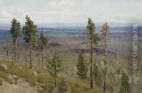 Hills And Woods Oil Painting - Alexei Kuzmich Denisoff-Uralsky