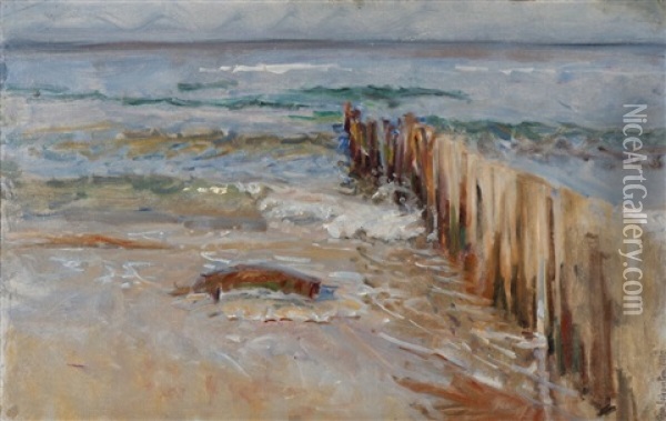 A Quay At A Beach Oil Painting - Viggo Johansen