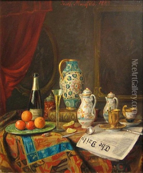 Still Life With The Daily Oil Painting - Josef Mansfeld