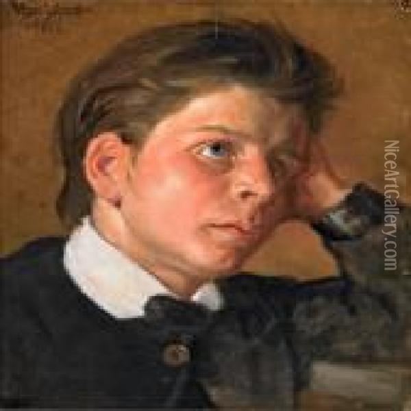 Portrait Of Young Man Oil Painting - Viggo Johansen