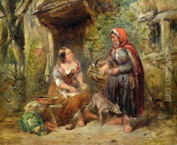 At The Cottage Door Oil Painting - William Collins