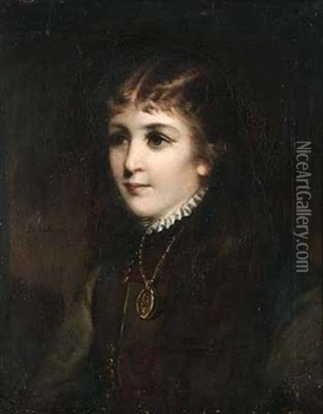 Portrait Eines Madchens Mit Medaillonanhanger Oil Painting - Franz Seraph von Lenbach