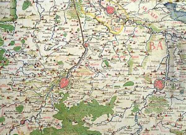 Map of Belgium at the time of the Thirty Years War 1618-48 Oil Painting - Arnold Florent van Langren