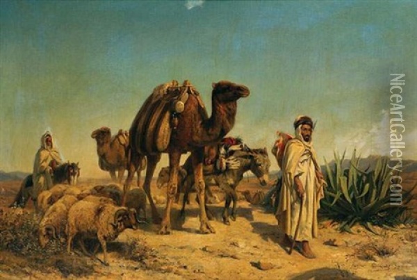 Caravane Dans Le Desert Oil Painting - Eugene Alexis Girardet