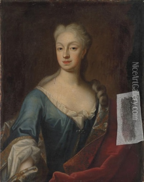 Portrait Of A Lady, Christiane Von Steinberg, Nee Von Bernstorff Oil Painting - Antoine Pesne