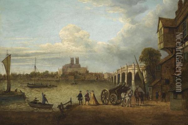 A View Of Westminster Bridge Oil Painting - John Paul