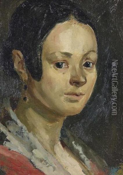 Portrat Einer Jungen Frau. Oil Painting - Werner Neuhaus