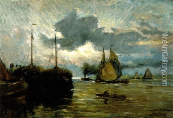 Dans L'estuaire - L'escaut Oil Painting - Franz Courtens