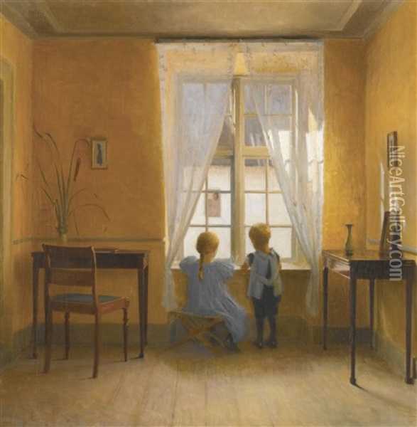 At The Window Oil Painting - Peter Vilhelm Ilsted