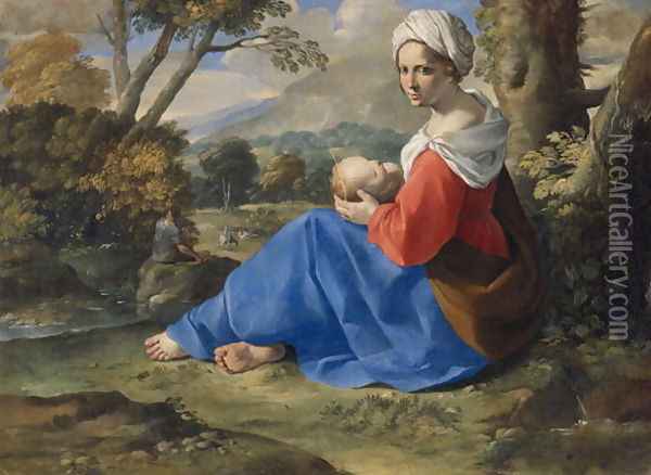 Rest on the Flight into Egypt 2 Oil Painting - Simone Cantarini (Pesarese)